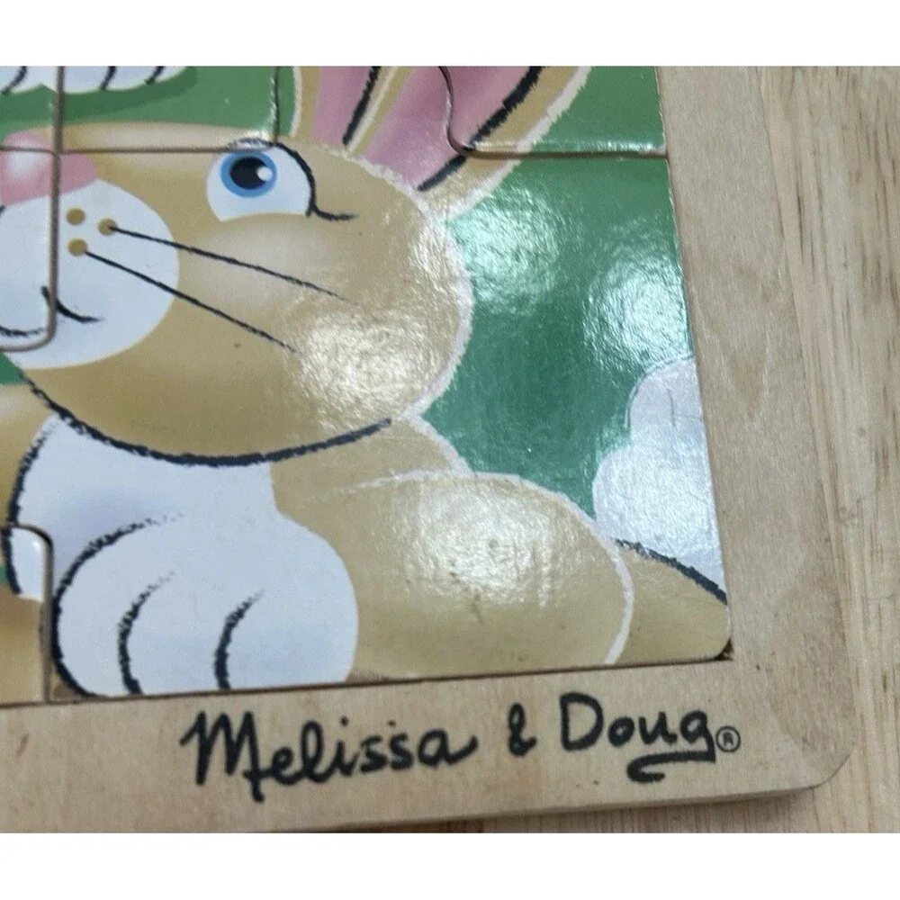 Melissa & Doug Wooden Jigsaw Puzzle “Playful Pets”, 12 Pieces Pre-Owned HTF